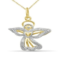 Jewelersclub бел дијамант акцент 14к злато над приврзок за сребро ангел