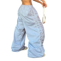 Eyicmarn жени лабава карго панталони обични цврста боја еластична половината широка нозе џогери панталони со џебови за улична