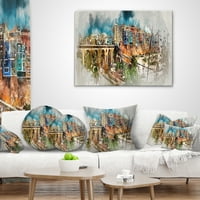 Дигитарт Вилахоиоса Таун Дигитална уметност Панорама - Перница за фрлање градски пејзаж - 18х18