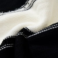 Џемпери со долги ракави за жени, женски ленти со ленти за рекреативно влечење на џемперот со врвови со долги ракави на врвови со долги ракави црни l