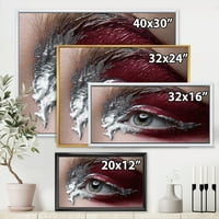 DesignArt „Затвори на женско око со црвена шминка на„ модерна врамена платно wallидна уметност печатење